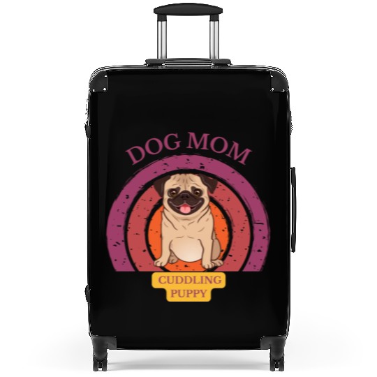 dog mom cuddling puppy Suitcases