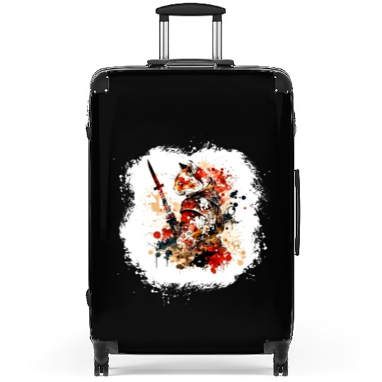 Cute Samurai Cat Suitcases