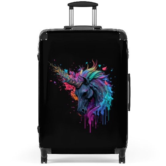 rainbow unicorn Suitcases
