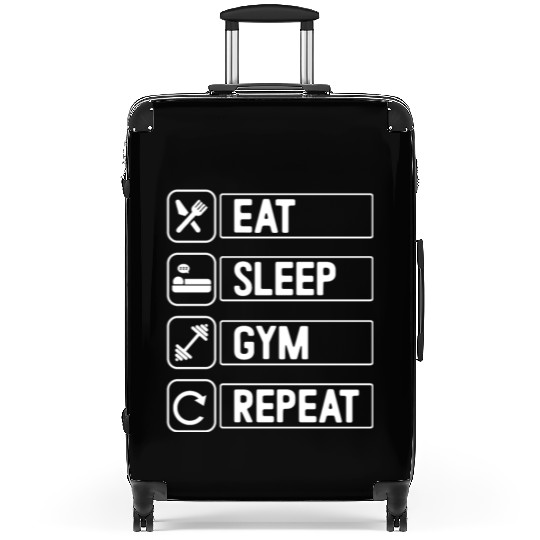 Train Hard, Live Easy Eat Sleep Gym Repeat Suitcases