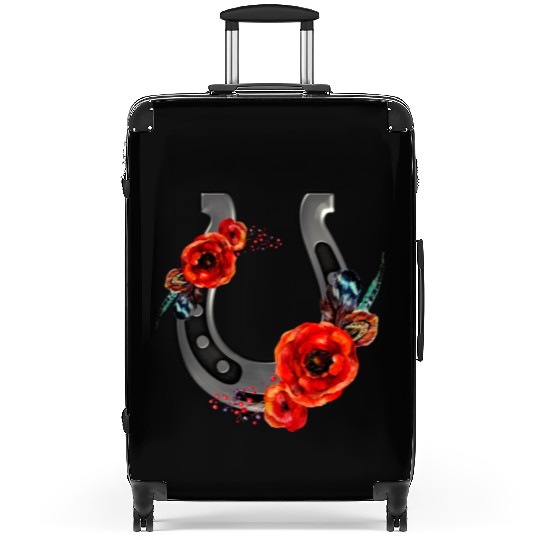 Floral Horseshoe With Poppies Suitcases