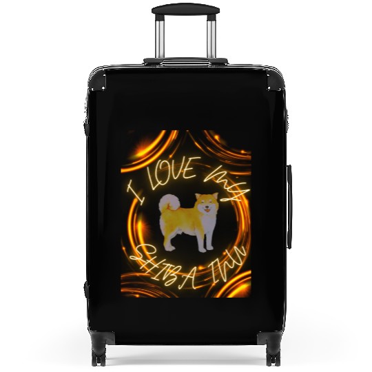 I love my shiba inu Suitcases
