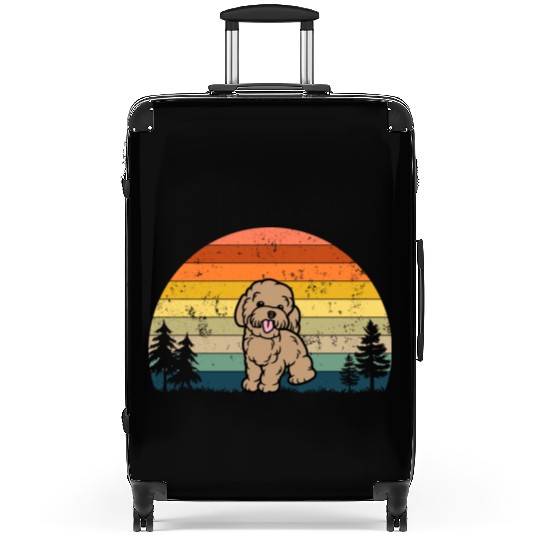 Cute Poodle Dog Breed Retro Vintage Poodle Suitcases