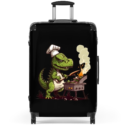 Baby Dinosaur Using A Charcoal Grill Cooking Meat Suitcases