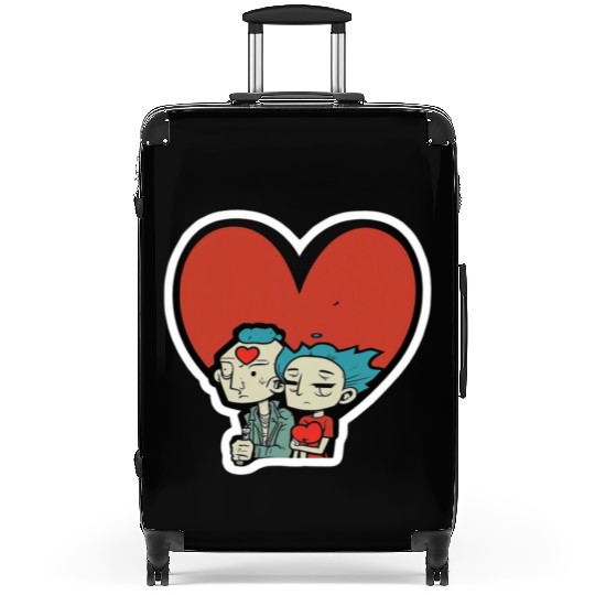 Old Couple In Valentine’s Day Suitcases