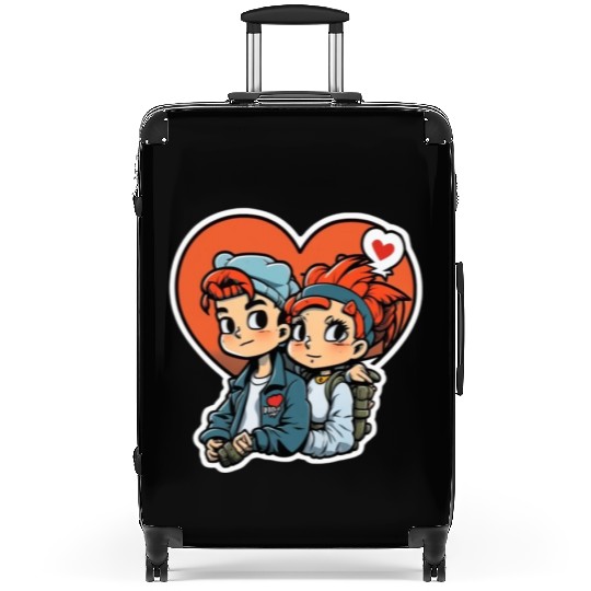 young couple Suitcases