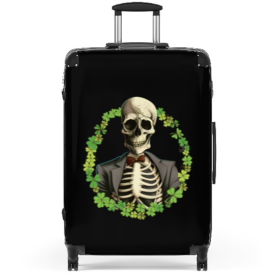 Skeleton Vintage Retro Creepy Cute Shamrock Suitcases