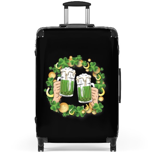St. Patrick's Day Irish Green Beer, Wine Cups Suitcases