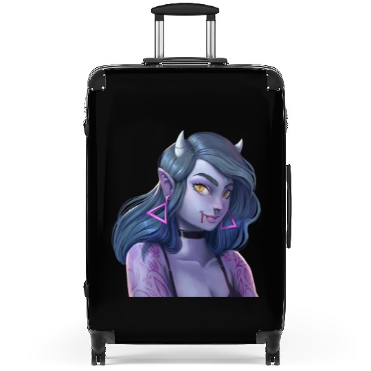 Girl Vampire Illustration with strong attitude Suitcases