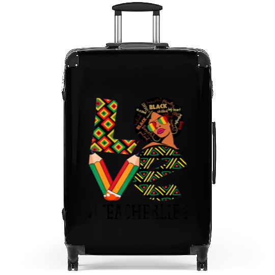 Teacher Love Afro African American Suitcases