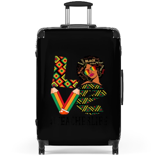 Teacher Love Afro African American Suitcases