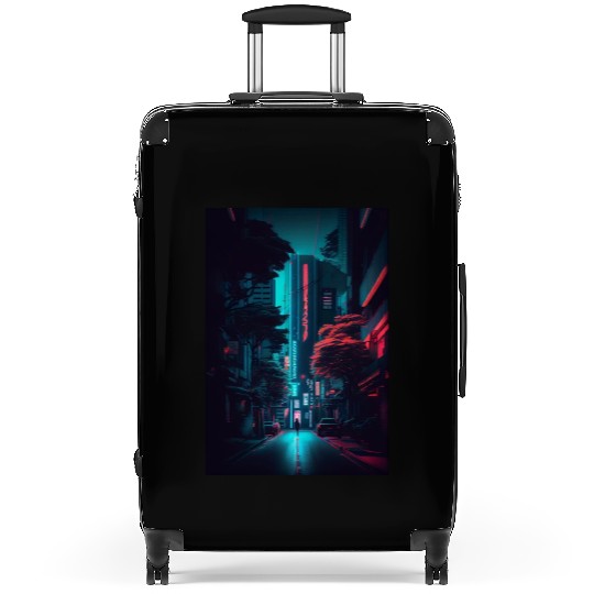 Tokyo Japan Japanese Aesthetic Graphic Night Scene Suitcases