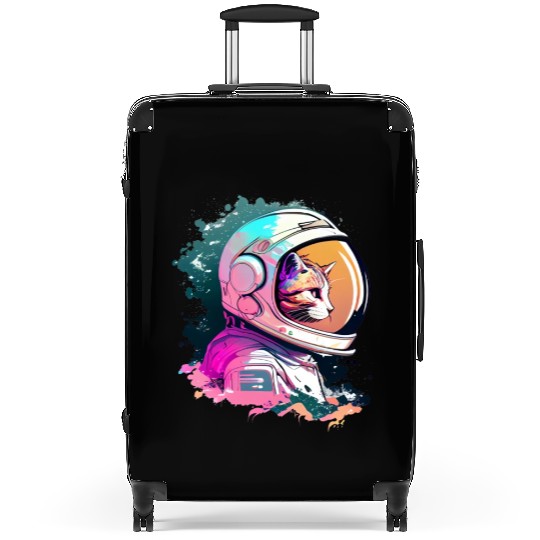 Aesthetic Vaporwave Space Cat 80s 90s Astronaut Suitcases