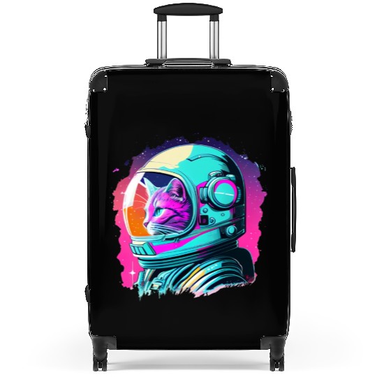 Aesthetic Vaporwave Space Cat 80s 90s Astronaut Suitcases