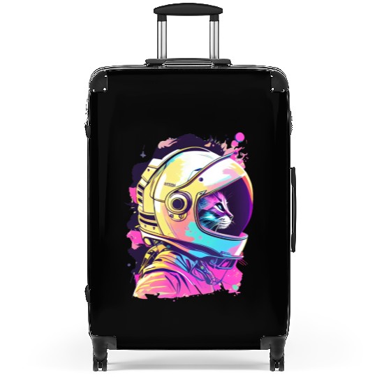 Aesthetic Vaporwave Space Cat 80s 90s Astronaut Suitcases