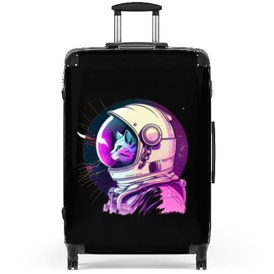 Aesthetic Vaporwave Space Cat 80s 90s Astronaut Suitcases