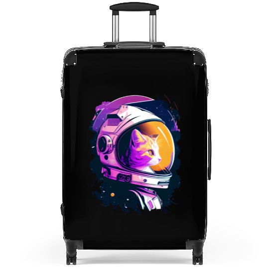 Aesthetic Vaporwave Space Cat 80s 90s Astronaut Suitcases