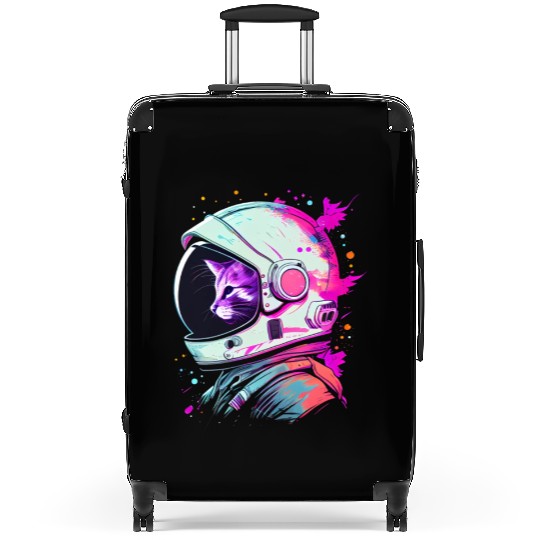 Aesthetic Vaporwave Space Cat 80s 90s Astronaut Suitcases