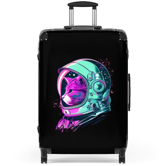 Aesthetic Vaporwave Space Cat 80s 90s Astronaut Suitcases