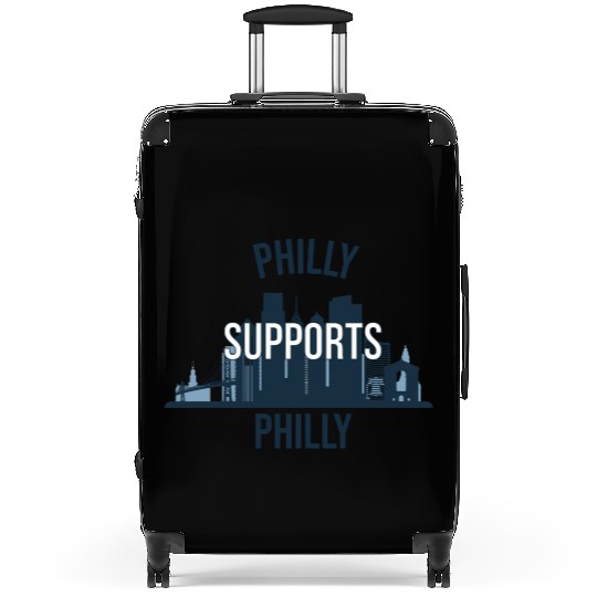 Philly Supports Philly skyline blue transparentbg Suitcases