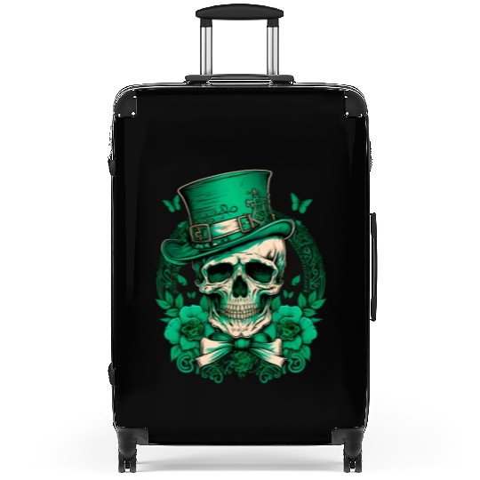 Sugar Skull Saint Patricks Day of Dead Suitcases