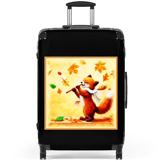 Painting Of a Happy Singing Red Fox. Buy Now Suitcases
