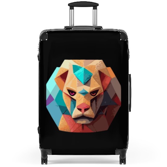 Geometric Lion Polygon Low Poly Lions Face Suitcases