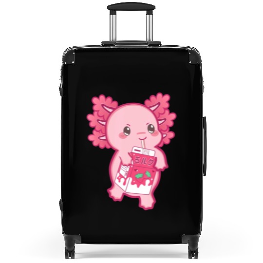 Kawaii Axolotl Strawberry Milk Teen Girl Kids Japa Suitcases