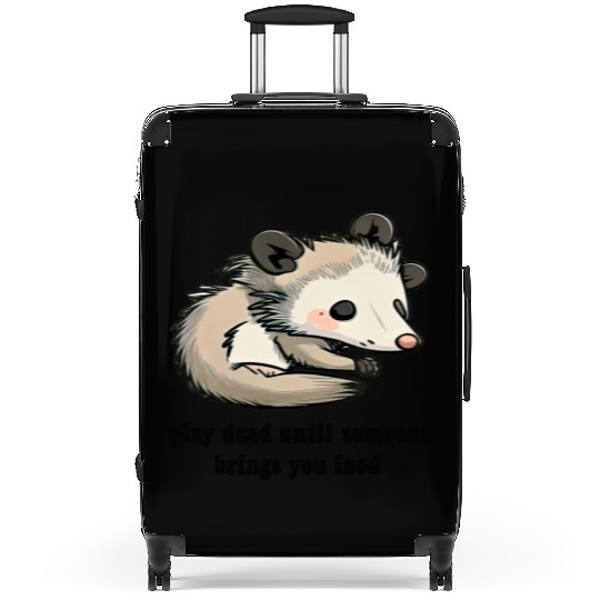 funny opossum play dead Suitcases