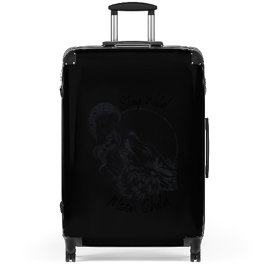 Stay Wild Moon Child Wolf Howling at Moon Goddess Suitcases