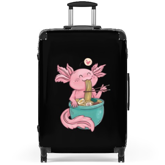 Kawaii Axolotl Eating Ramen Noodles Anime Gift Suitcases