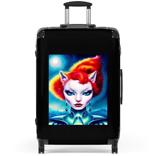 "Alien Cat Woman" Suitcases