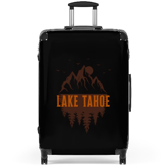 lake tahoe retro mountain Suitcases