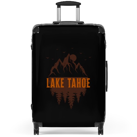 lake tahoe retro mountain Suitcases