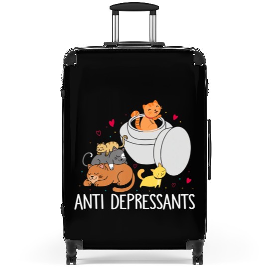 Funny Anti Depressants Cat Lover Sobriety Drug Fre Suitcases