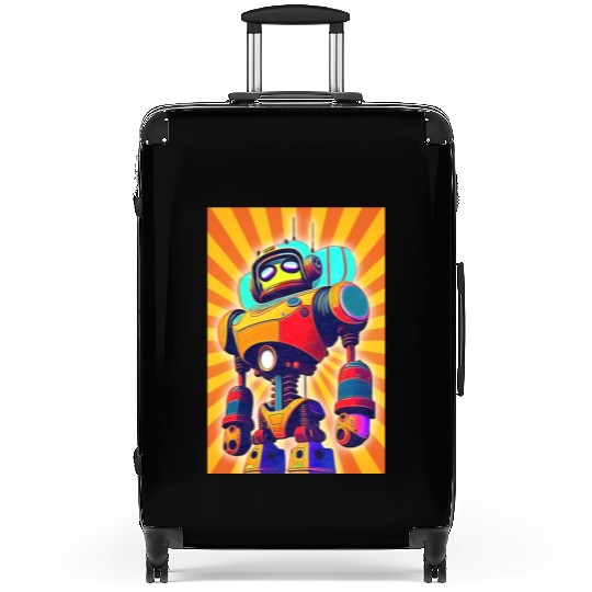 super hero cartoon iron man robot Suitcases