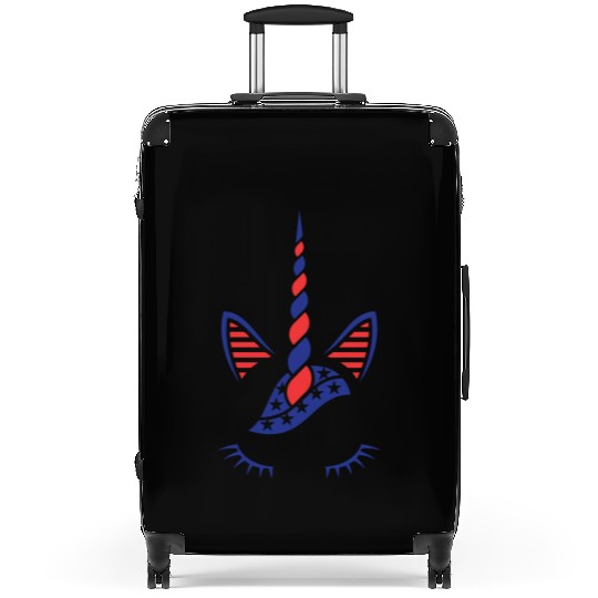 USA Flag Unicorn Sublimation Suitcases