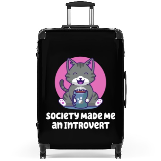 Handcrafted by Society Introvert Sayings Antisocia Suitcases