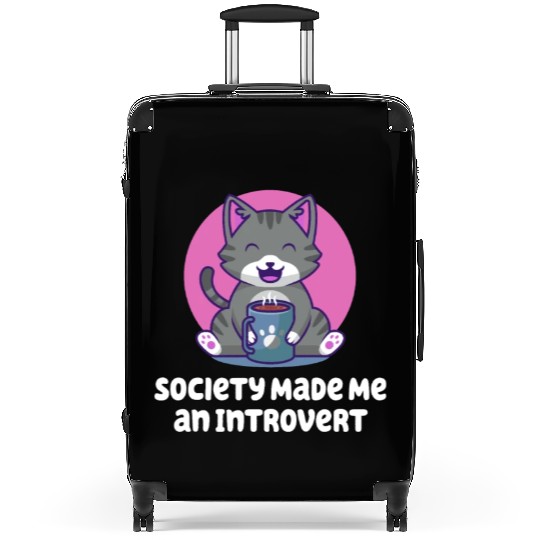 Handcrafted by Society Introvert Sayings Antisocia Suitcases