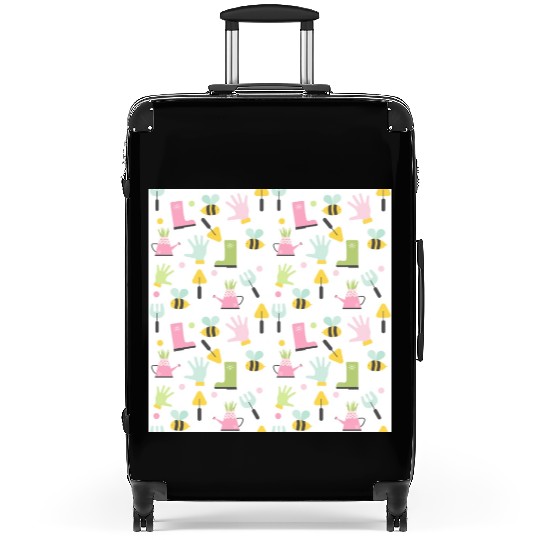 gardening icon seamless pattern on white. Suitcases