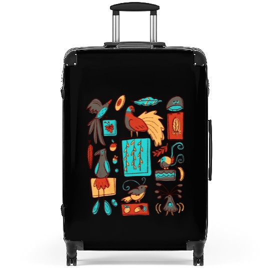 Retro 1950s Birds Of Paradise Pattern Suitcases