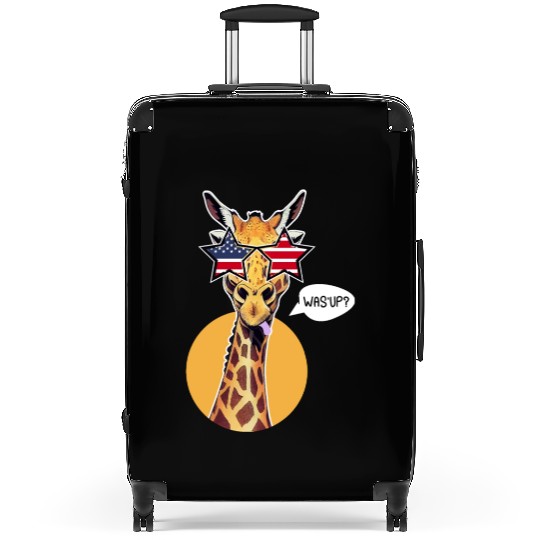 Funny What's Up Giraffe US Flag Sunglasses USA Suitcases