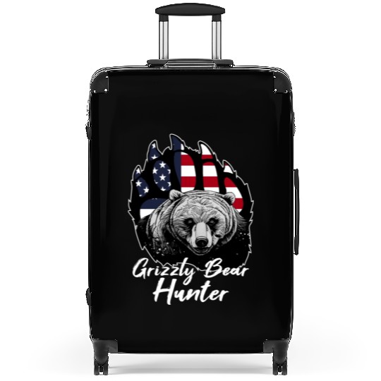 US Flag Grizzly Bear Hunting Patriotic Hunters Suitcases