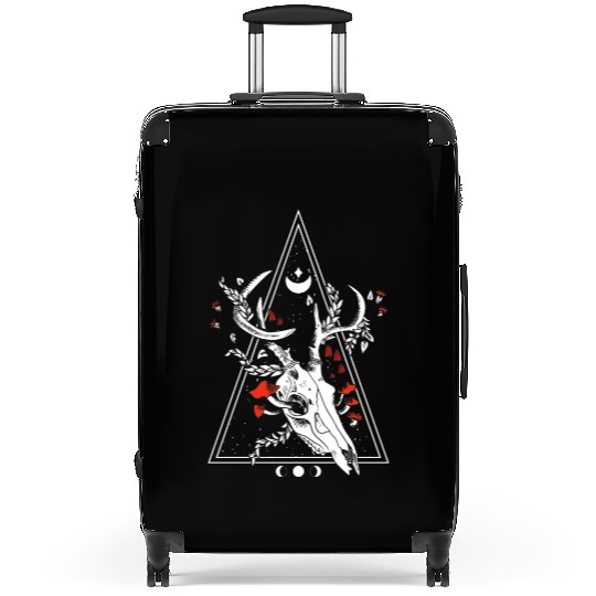 Gothic Deer Skull Moon Phase Witch Occult Suitcases