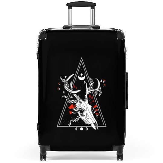 Gothic Deer Skull Moon Phase Witch Occult Suitcases
