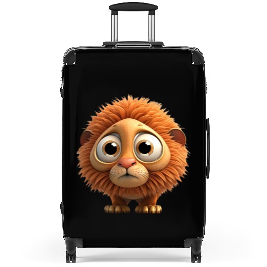 Cute little lion comic character Suitcases