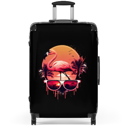 Retro Sunset Pink Flamingo Summer Design Flamingo Suitcases