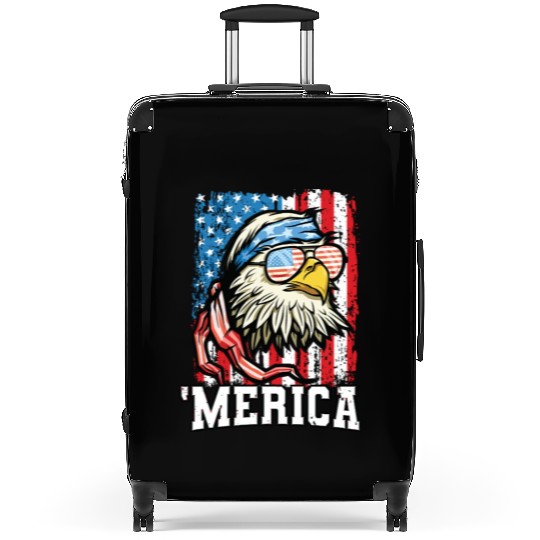 4th of July Bald Eagle USA Flag Patriotic Merica Suitcases