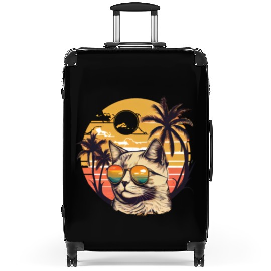 Retro Cat Vintage Sunset 80s 90s Sunglasses Party Suitcases