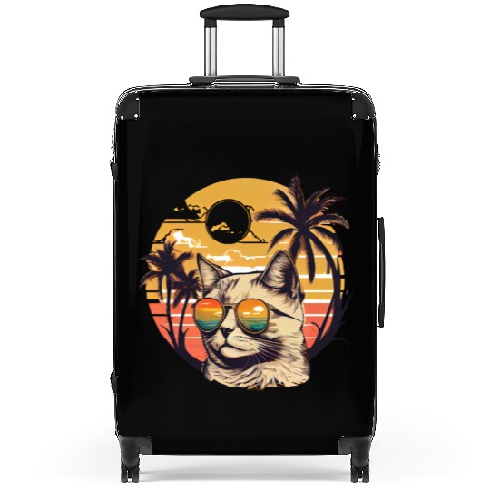 Retro Cat Vintage Sunset 80s 90s Sunglasses Party Suitcases